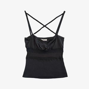 Vintage Black Semi-Sheer Criss Cross Strap Top by Prada